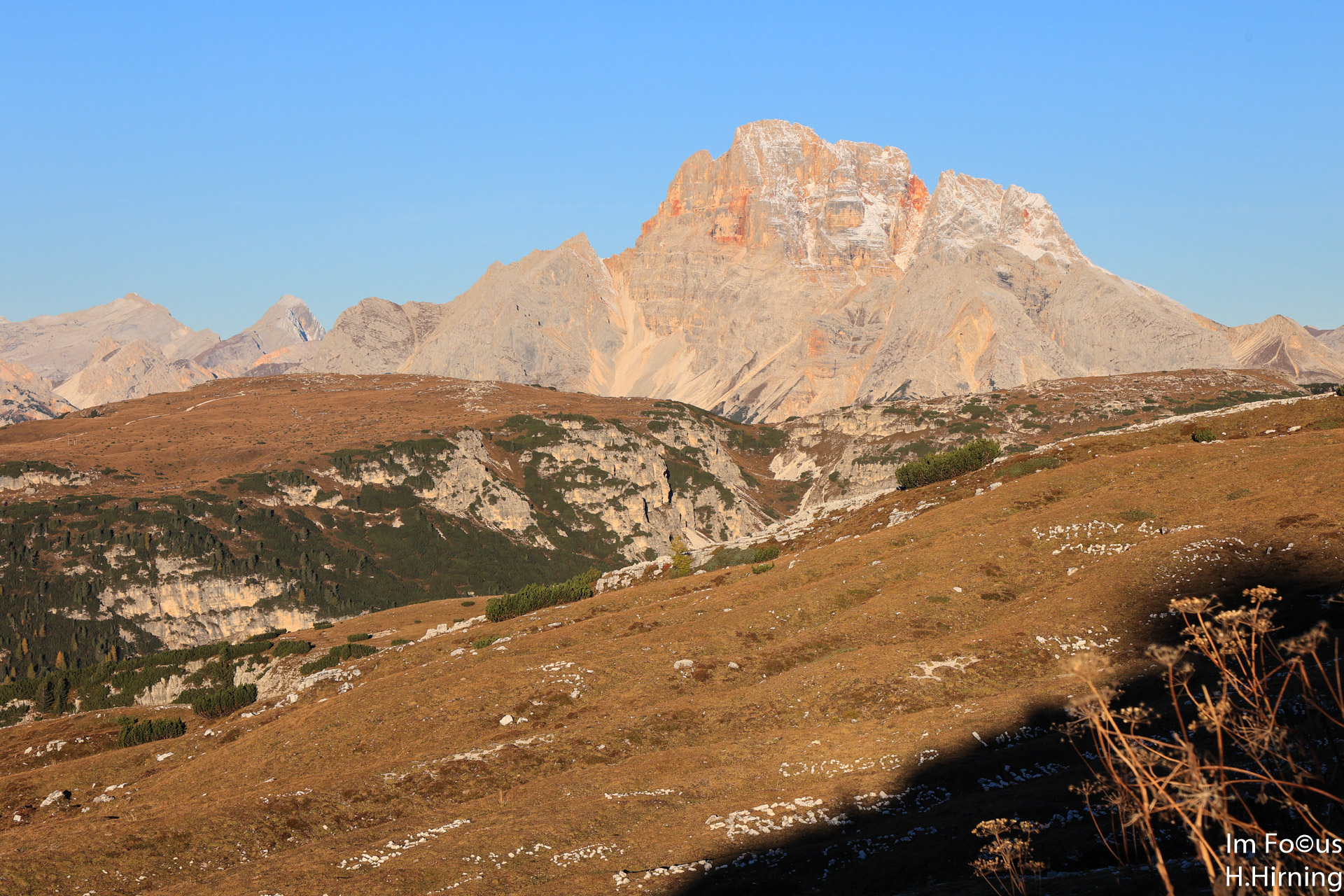 Monte Piana kurz nach Sonnenaufgang